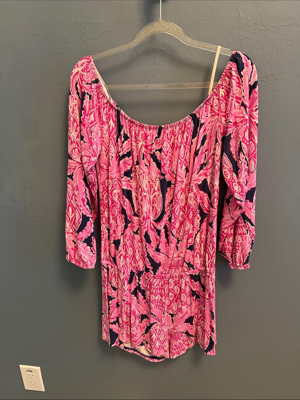 Lilly Pulitzer Pink Paisley Off-Shoulder romper